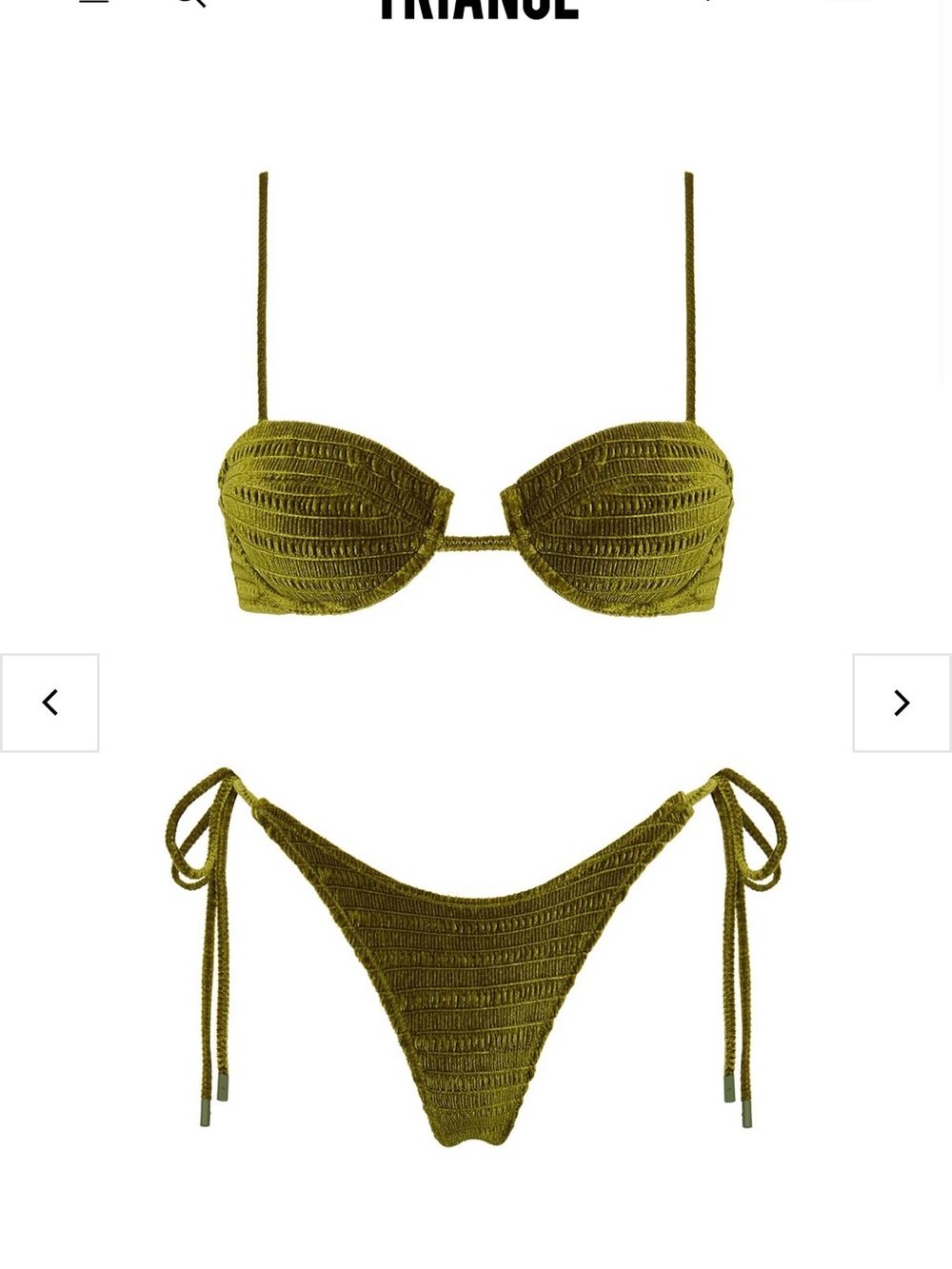 Triangl Mala Varo Green Velvet Balconette  Bikini Set XS/S